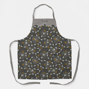 Tablier Jardin Motif moderne gris foncé et des abeilles ja