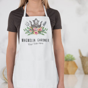 Tablier Jardinage Couronne Boho Chic Aquarelle Outils Fleu