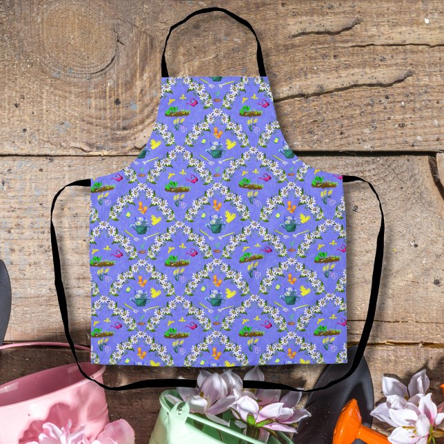 Tablier Jardinage Damask Purple Motif (Créateur téléchargé)