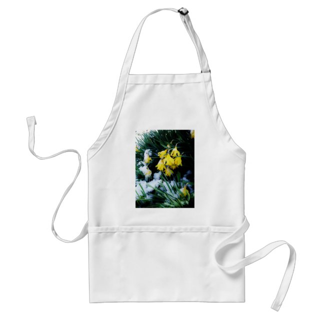 Tablier Jaune Daffodils fleurs dans la neige (Devant)