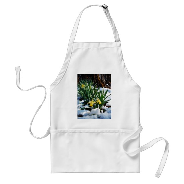 Tablier Jaune Daffodils fleurs dans la neige (Devant)