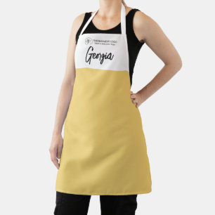 Tablier Jaune doux blanc avec nom et logo d'entreprise