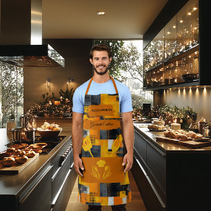 Tablier Jaune et Orange Abstrait - Cuisine Moderne et Auda