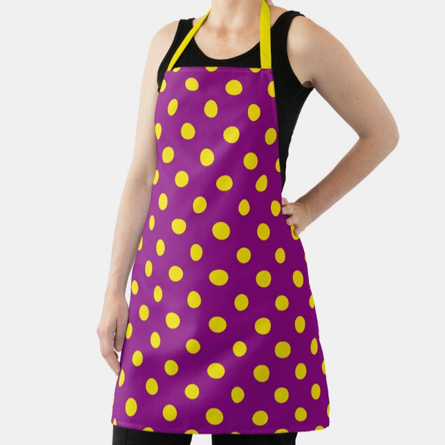Tablier Jaune sur violet Pois design Motif (Créateur téléchargé)