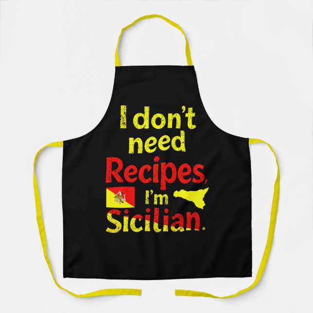 Tablier Je n’ai pas besoin de recettes, je suis sicilien (Recto)