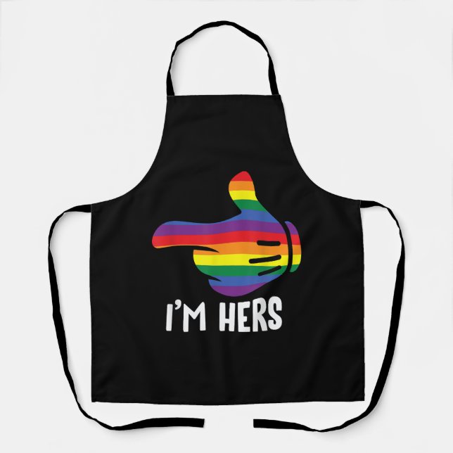 Tablier Je suis Hers Rainbow Lesbian Couple Funny LGBT Pri (Recto)