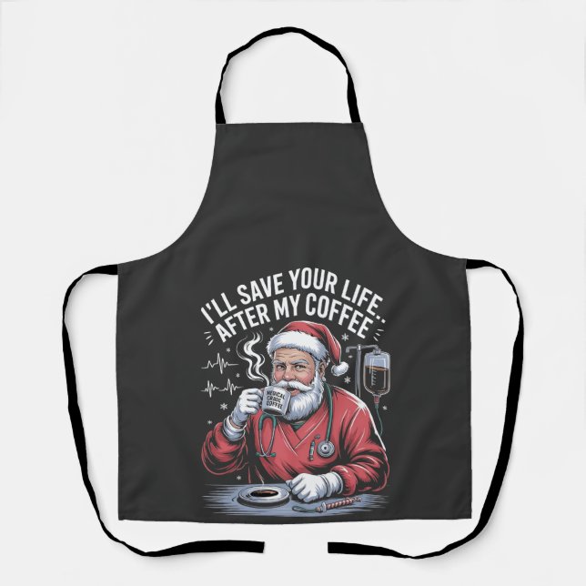 Tablier Je te sauverai la vie après mon Noël au café (Recto)