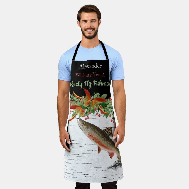 Tablier Je vous souhaite des poissons de volée, des truite (Porté)