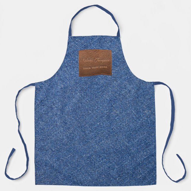 Tablier Jeans de denim bleu foncé moderne texture Patch en (Recto)