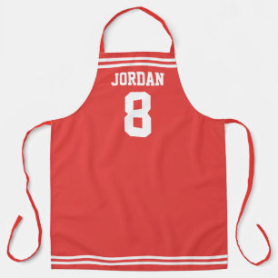 Tablier Jersey de football rouge avec nom et numéro person