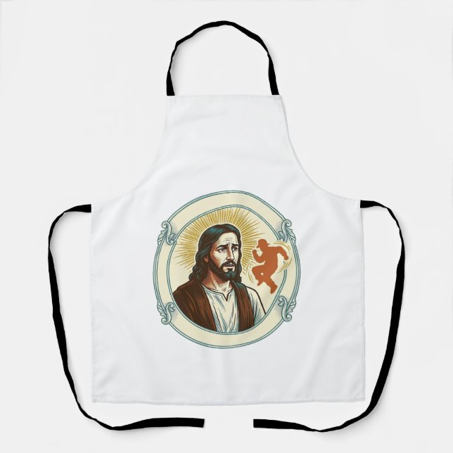 Tablier Jésus confus tendance de danse virale silhouette v (Recto)