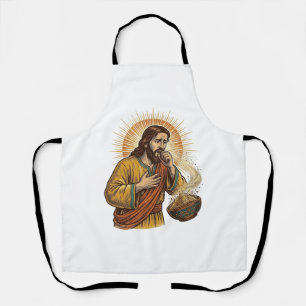Tablier Jésus étouffé par miette de croustille de tortilla