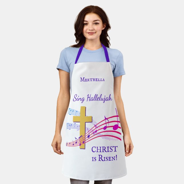 Tablier Jésus HALLELUJAH CHRIST EST REMENÉ Pâques (Porté)