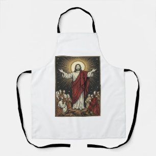 Tablier Jésus vintage gloire radieuse gravure chrétienne D