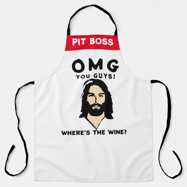 Tablier Jesus Wine Apron - Funny Custom Saying Gift (Recto)