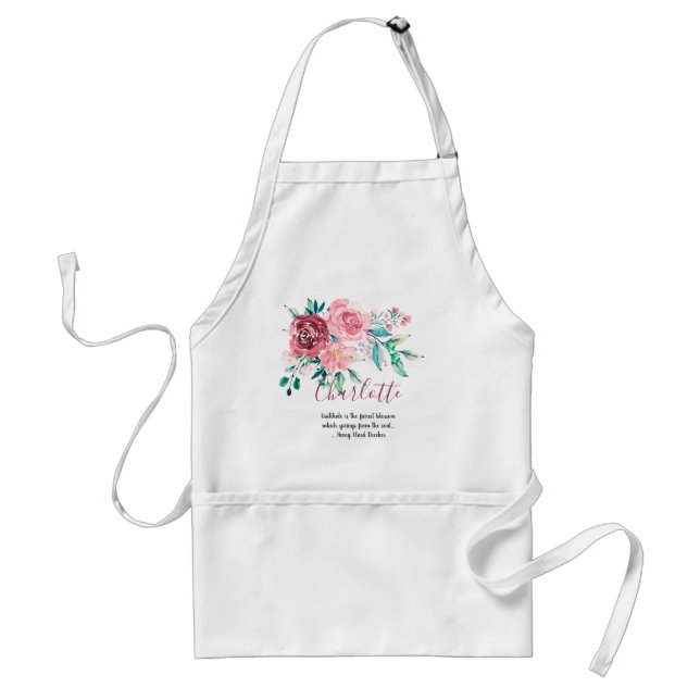 Tablier Jet rouge et rose d'aquarelle de roses (Devant)