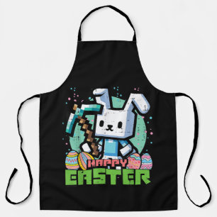 Tablier Jeu de pixels de lapin de Pâques heureux 