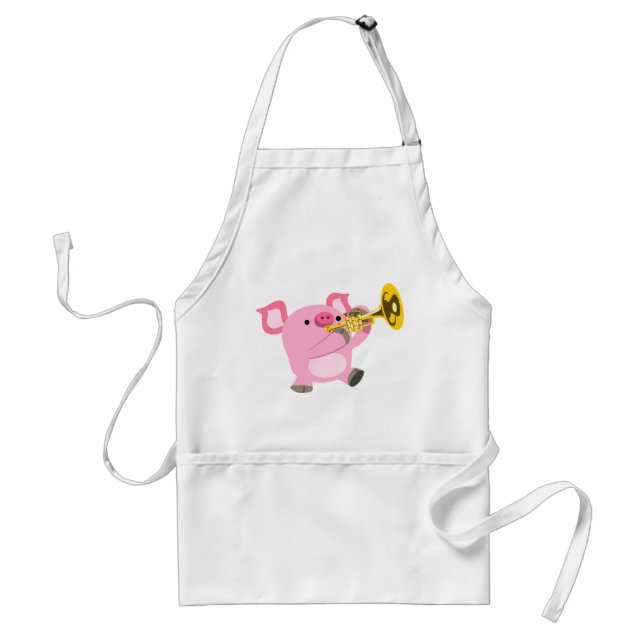 Tablier Jeu de trompette de cochon de dessin mignon sur ta (Devant)