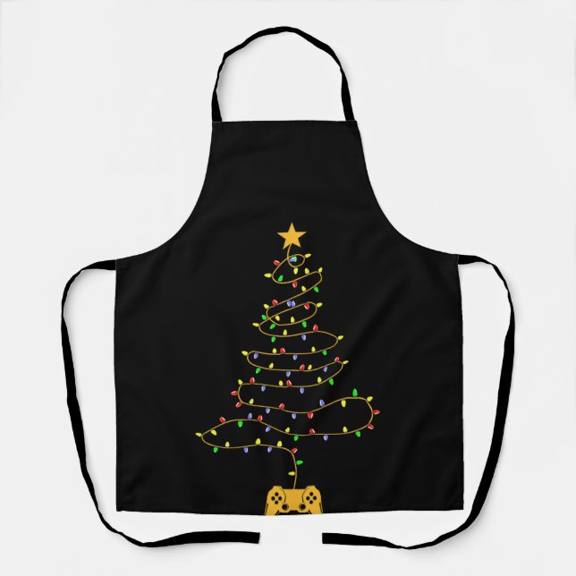 Tablier Jeu Vidéo Arbre de Noël Lumières Jeu Pyjama (Recto)