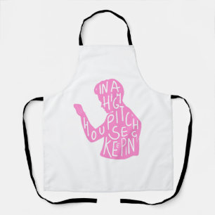 Tablier JJ's silhouette ménagère citation en rose pastel