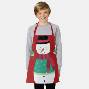 Tablier Joli Bonhomme de Neige de Dessin Animé Noël Festif