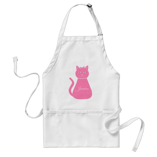 Tablier Joli chat fille rose sur mesure (Devant)