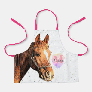 Tablier Joli Cheval Animal Equestre Étables Monogramme