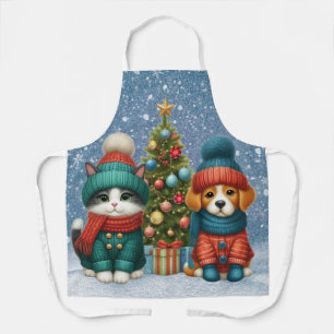 Tablier Joli chiot de Noël & chaton