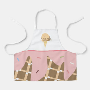 Tablier Joli cône de glace fondant rose pailleté rose