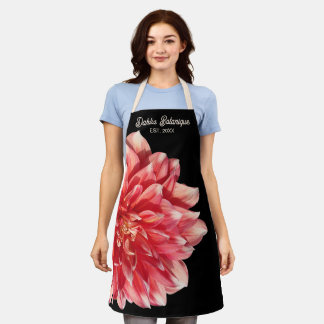 Tablier Joli Coral Rouge Dahlia Nom du magasin Date sur le