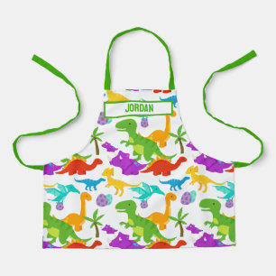 Tablier Joli Dinosaure Vert Violet Enfants Préhistorique