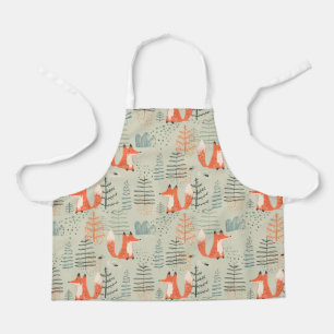 Tablier Joli Doodle Fox Forest Motif de bois