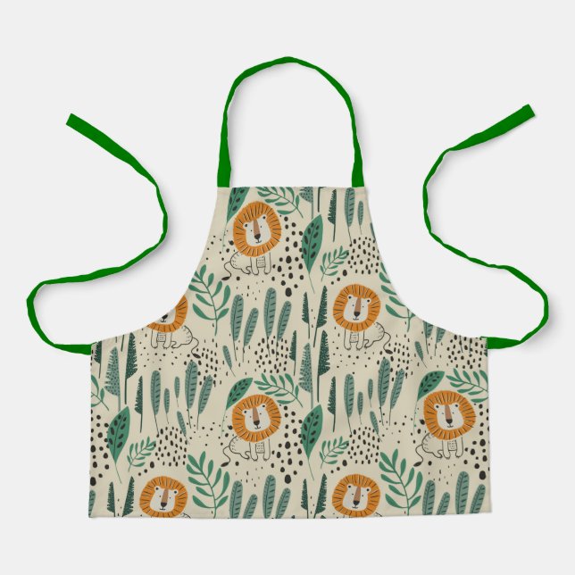 Tablier Joli Doodle Lion Jungle Rainforest Motif (Recto)