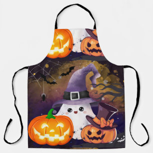 Tablier Joli fantôme d'Halloween avec chapeau de sorcière