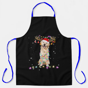 Tablier Joli Golden Retriever lumières de Noël Reindeer