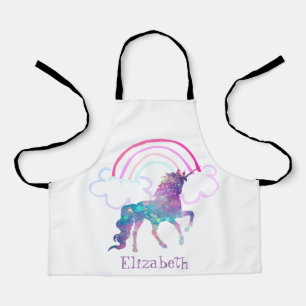 Tablier Joli licorne magique violet, arc-en-ciel