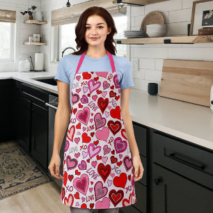 Tablier Joli motif d'amour de cœurs roses rouges blush