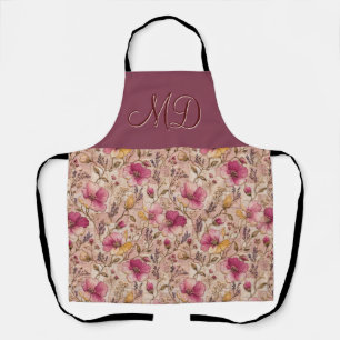 Tablier Joli motif de jardin floral rose