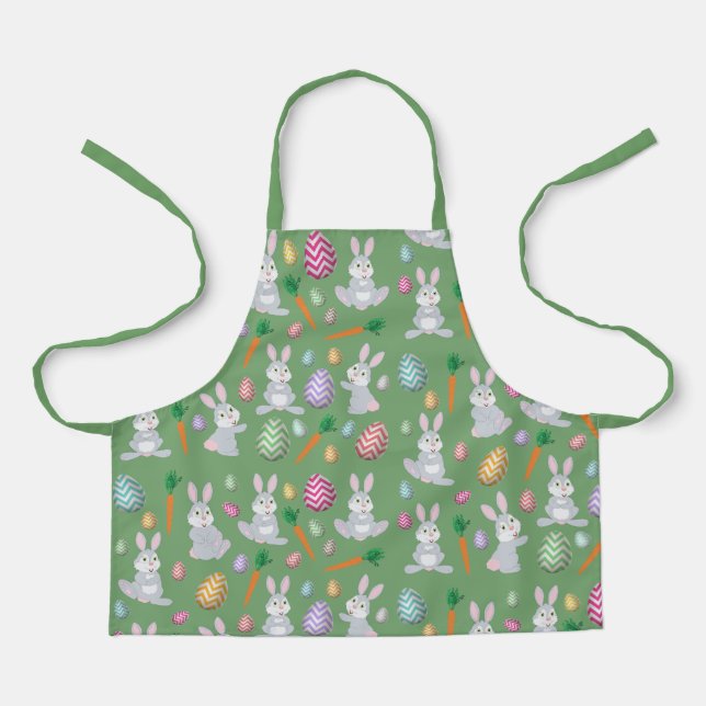 Tablier Joli Motif lapin lapin de Pâques vert (Recto)