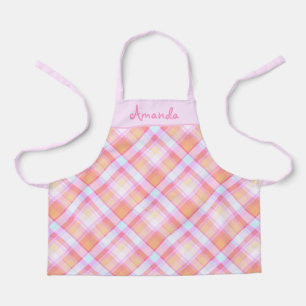 Tablier Joli Motif rose Plaid Personnalisé Enfants Apron