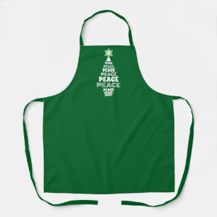 Tablier Joli Noël Arbre de Paix personnalisé Vert initial