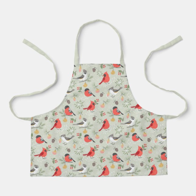 Tablier Joli Noël Oiseau Motif Design de vacances (Recto)