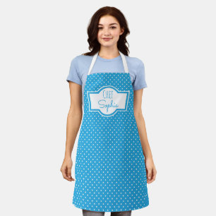Tablier Joli Nom de Chef aux Points Bleus en Cuisine
