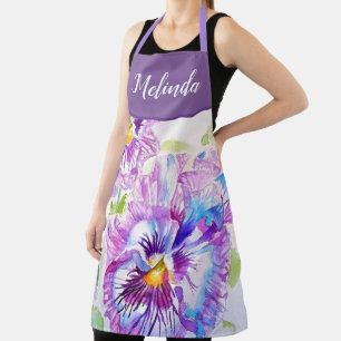 Tablier Joli Pastel Floral Pansy Purple Womans Apron