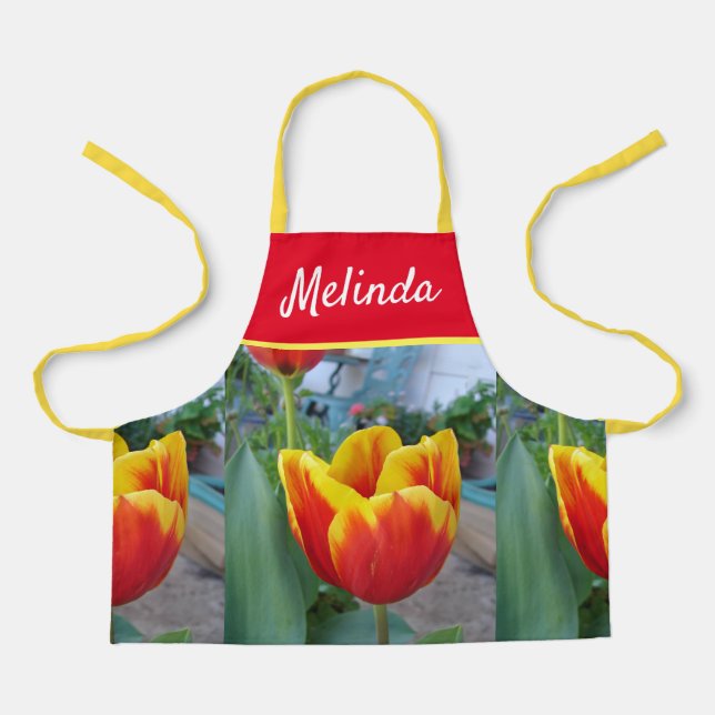 Tablier Joli Pastel Floral Tulip Pink Bee Womans Apron (Recto)