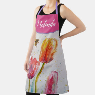 Tablier Joli Pastel Floral Tulip Pink Bee Womans Apron