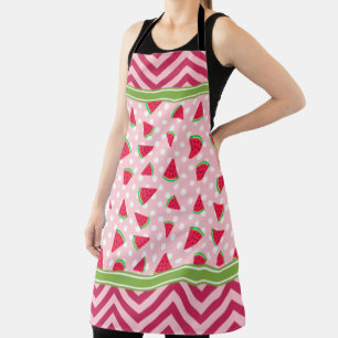 Tablier Joli Pastèque pois et chevron rose