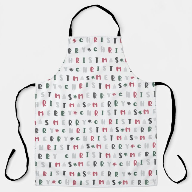 Tablier joli script coloré joyeux noël (Recto)