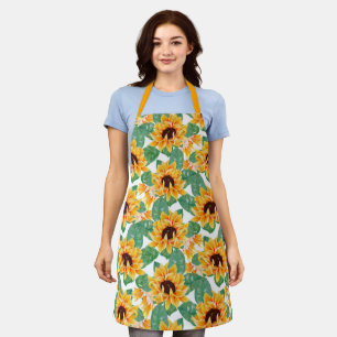 Tablier Joli tournesol Jaune et Motif vert