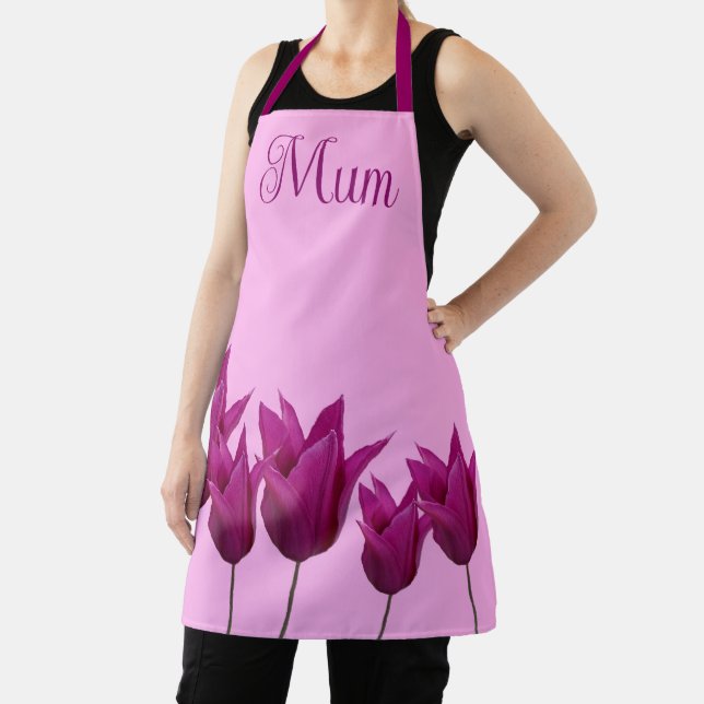 Tablier Joli tulipe rose floral style belle pour maman (Insitu)